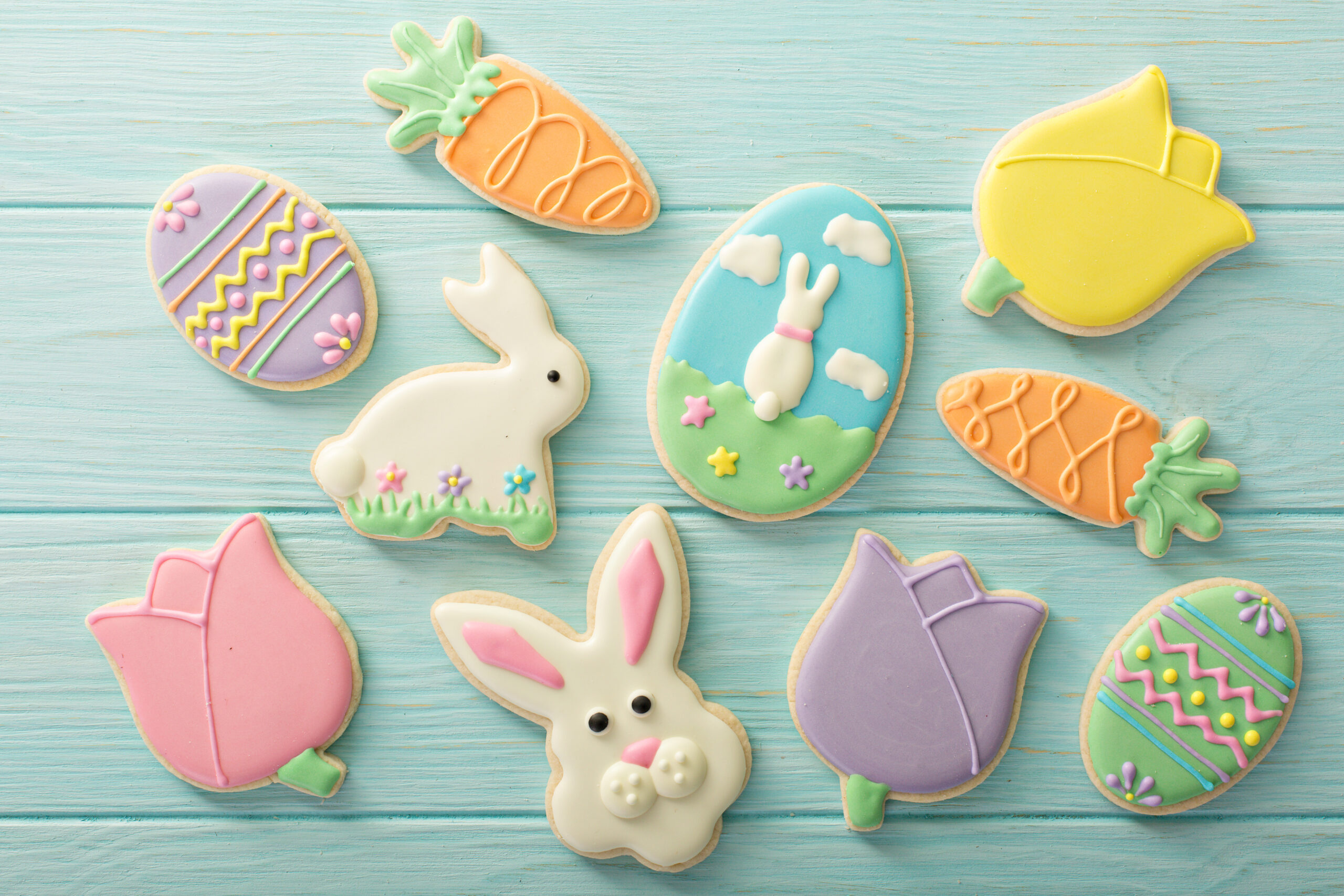 Easter sugar cookies decorated with royal icing